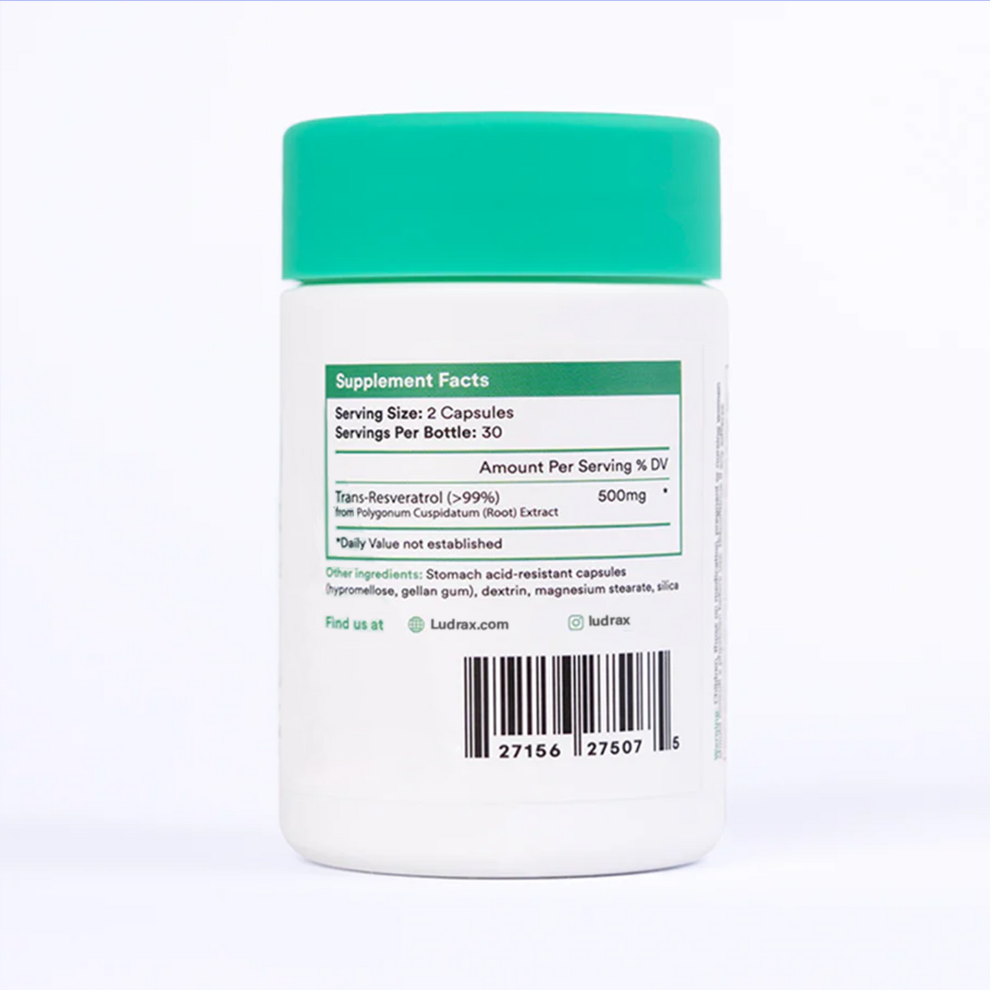 LUDRAX Resveratrol Supplement for DNA Repair (60 x 250mg Capsules)